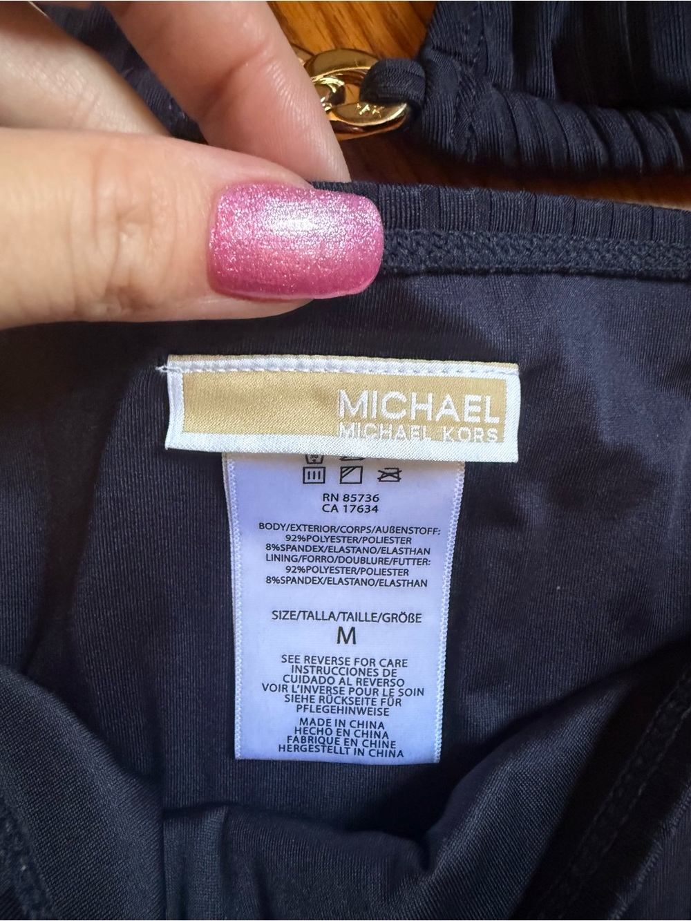 MICHAEL Michael Kors Navy Bikini set with Gold Accent - Picture 2 of 2